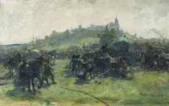 Kapuzinerpredigt in Wallensteins Lager by Pius Ferdinand Messerschmitt, Öl auf Leinwand, sold Nov 2015