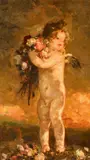 Carl von Marr, Amor mit Rosenbouquet, Öl auf Leinwand