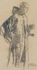 Mönch by Carl von Marr, Kohlezeichnung auf Papier, sold Nov 2015