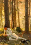 Carl von Marr, Willy Messerschmitt, lesend im Wald