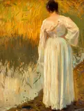 Carl von Marr, Dora im weißen Kleid am Ufer