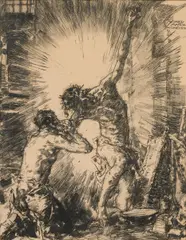 Geißelchristus by Carl von Marr, Kohlezeichnung auf Papier, sold Nov 2015