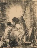 Carl von Marr, Geißelchristus, Kohlezeichnung auf Papier