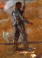 Studie eines Herren in Ritterrüstung by Carl von Marr, Öl auf Leinwand, sold Nov 2015