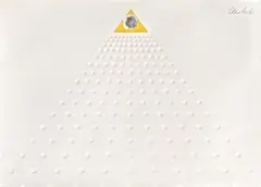 Die Spitze der Pyramide by Günther Uecker, 1980, Prägedruck, Goldfolie und Öl auf Büttenkarton, sold Jun 2015