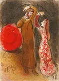 Marc Chagall, Rencontre de Ruth et de Boaz (aus: Dessin pour la Bible), Lithografie auf Papier