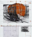 Christo, Package on a hunt, Collage auf Papier