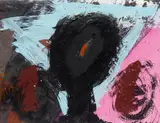 Walter Dahn, Ohne Titel (Kopfform auf Briefumschlag), Mischtechnik auf Briefumschlag
