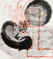Katze mit Beute (No.11) by Felix Droese, Mischtechnik auf Papier, sold Jun 2015