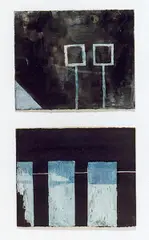 Andreas Erdmann, Ohne Titel (1 Blatt aus einer Serie von 5, 2-teilig), Gouache auf Karton