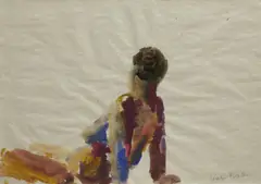 Karin Frank, Akt sitzend, Gouache auf Papier