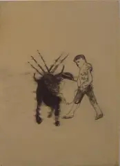 La Corrida by Sandra Vásquez de la Horra, Bleistift und Wachs auf Papier, sold Jun 2015
