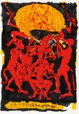 Jörg Immendorff, Orchesterprobe, Linoldruck auf Papier