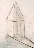 Halina Jaworski, Ohne Titel (kleines Haus), Abtönfarbe auf Papier