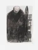 Walter Dahn, Ohne Titel (Torso mit Blatt), Mischtechnik auf Papier (Aufdruck "notes")