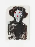 Walter Dahn, Ohne Titel (Tierische Figur/ Kopf Oberkörper), Mischtechnik auf Briefumschlag (übermalt)