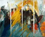 Julia Lohmann, Ohne Titel (4-teilig), Metalllackfarbe und Ölfarbe auf eloxiertem Aluminium