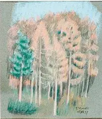 Lärchen by Gerhard Marcks, Pastell auf Papier, sold Jun 2015