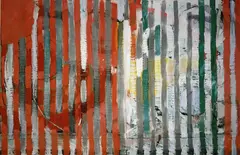 Michael Reiter, Streifenbild, Acryl auf Markisenstoff