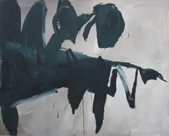 Wolfgang Schneider, Ohne Titel (dunkelgrün/grau/weiß), Öl auf Leinwand