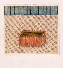 Hildegard Schöneck, Seelenbänkchen des F, Mischtechnik auf Papier