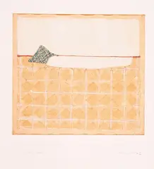 Hildegard Schöneck, Zurückgelassen vor weißer Wand, Mischtechnik auf Papier