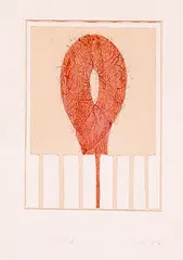 Hildegard Schöneck, Ochsenblutrote Schlaufe, Mischtechnik auf Papier