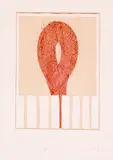 Hildegard Schöneck, Ochsenblutrote Schlaufe, Mischtechnik auf Papier