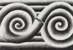 Andreas Schulze, Ohne Titel (2 Spiralen), Kohle auf Papier