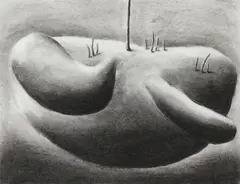 Andreas Schulze, Ohne Titel (Beulen), Kohle auf Papier