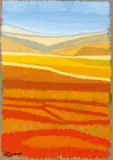 Gerhard Taubert, Rote Landschaft, Acryl auf Karton