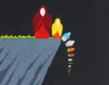 Pavel Pepperstein, Matryoshkas over the abyss, Acryl auf Leinwand