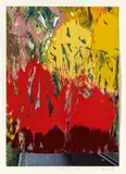 Gerhard Richter, Ohne Titel, Öl über Farboffset auf Katalogseite (?), in Passepartout montiert (48,5 x 39,5cm)