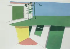 Tilo Baumgartel, Landhaus 1, Öl auf Papier