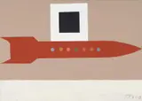 Pavel Pepperstein, Ohne Titel (Black Square on a red rocket) (Aus der Serie Either - Or)