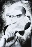 Jürgen von Dückerhoff, Ohne Titel (Schleife), Ausradierung auf Offset-Druck