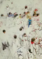 Ohne Titel (Schulhof) by Jürgen von Dückerhoff, Ausradierung/Frottage auf Offset-Druck, sold Jun 2015