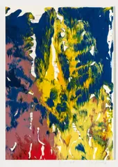 Gerhard Richter, Ohne Titel, Öl über Offset auf Katalogseite (?), in Passepartout montiert (48,5 x 39,5cm)