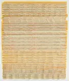 Milan Mölzer, Partitura, Tinte auf Pergamentpapier, mehrere Schichten übereinander geklebt, geschnitten