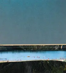 Anna Vogel, Ohne Titel (Bergsee), Collage auf Papier
