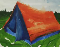 Sven Kroner, Ohne Titel (Zelt), Gouache auf Papier