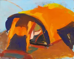 Ohne Titel (Zelt) by Oliver Lochau, Öl auf Leinwand, sold Jun 2015