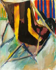 Oliver Lochau, Ohne Titel (Liegestuhl), Öl auf Leinwand
