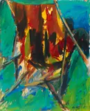 Oliver Lochau, Ohne Titel (Liegestuhl), Öl auf Leinwand