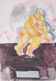 Jörg Immendorff, Gyntianatyp IX im Aualand, Gouache, Aquarell und Bleistift auf Papier