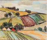 Fritz Kohlstädt, Felder, Wachskreide auf Papier