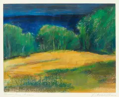 Fritz Kohlstädt, Land am Meer, Wachskreide auf Papier