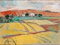 Fritz Kohlstädt, Rapsfelder, Wachskreide auf Papier