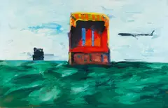 Oliver Lochau, Ohne Titel (Strandkorb), Öl auf Leinwand