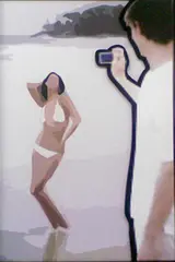 Joseph Marr, Bikini Girl, Laser cut, schwarzes Acrylglas auf Aluminium auf Papier